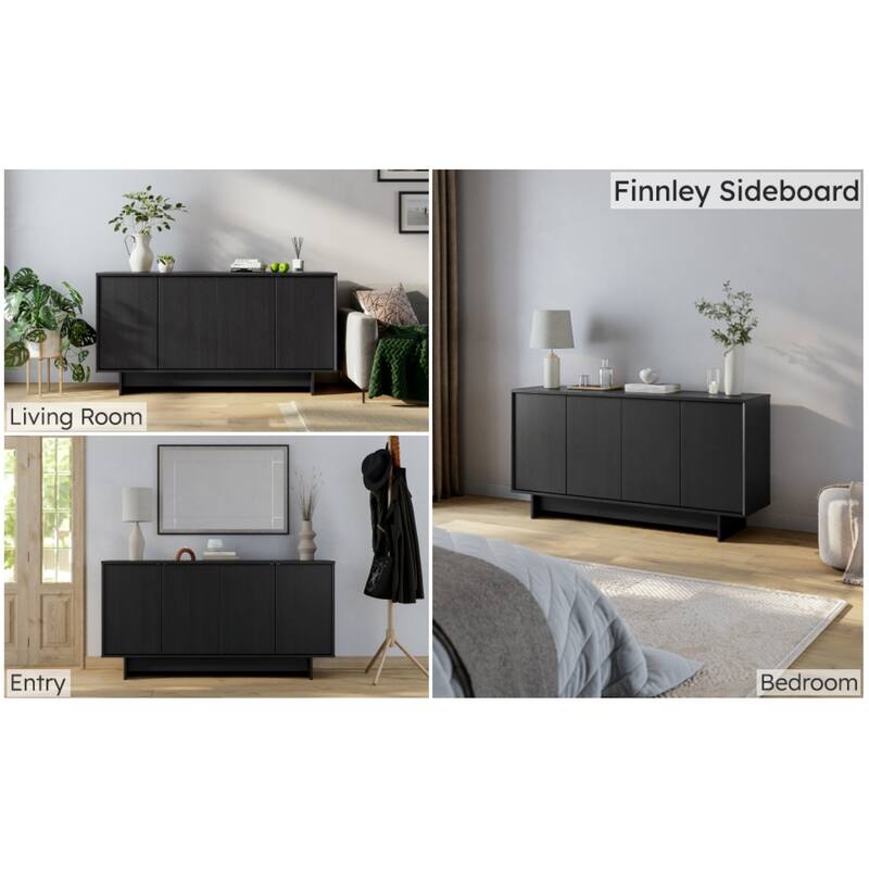Prepac Finnley Sideboard Cabinet Buffet Cabinet with Storage, Entryway Cabinet with Adjustable Shelves
