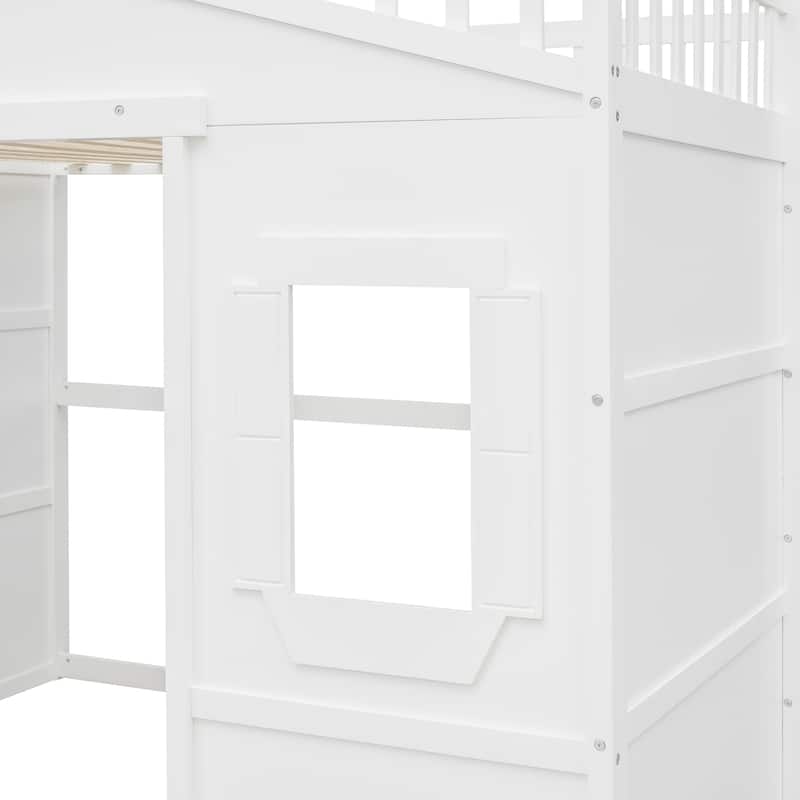 Castle Style Full Solid Pine Loft Bed