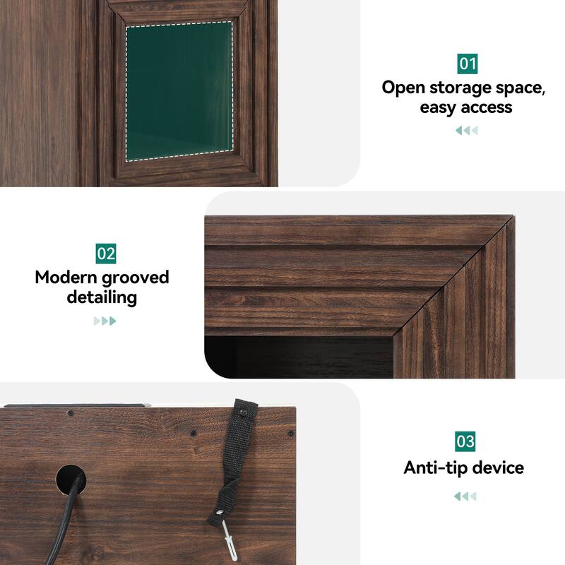 Moasis Farmhouse End Table Sofa Side Table with Drawer and Charging Station