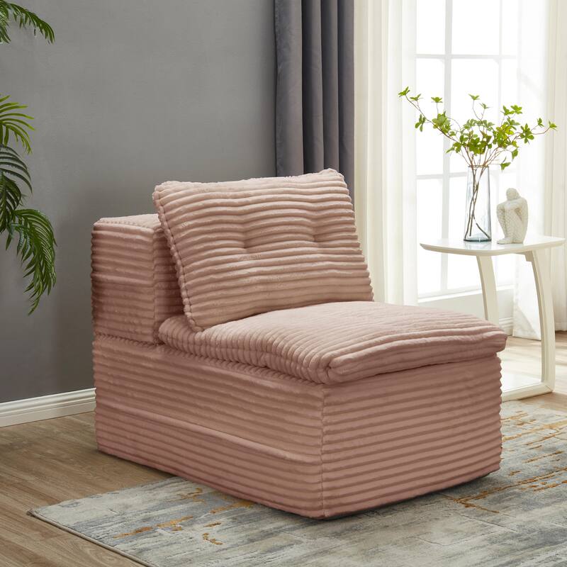 Convertible Floor Sofa Bed with Chaise Lounge, Corduroy 3-in-1 Sofa, Sofa to Bed with Dual-Purpose Blanket, No Assembly Required