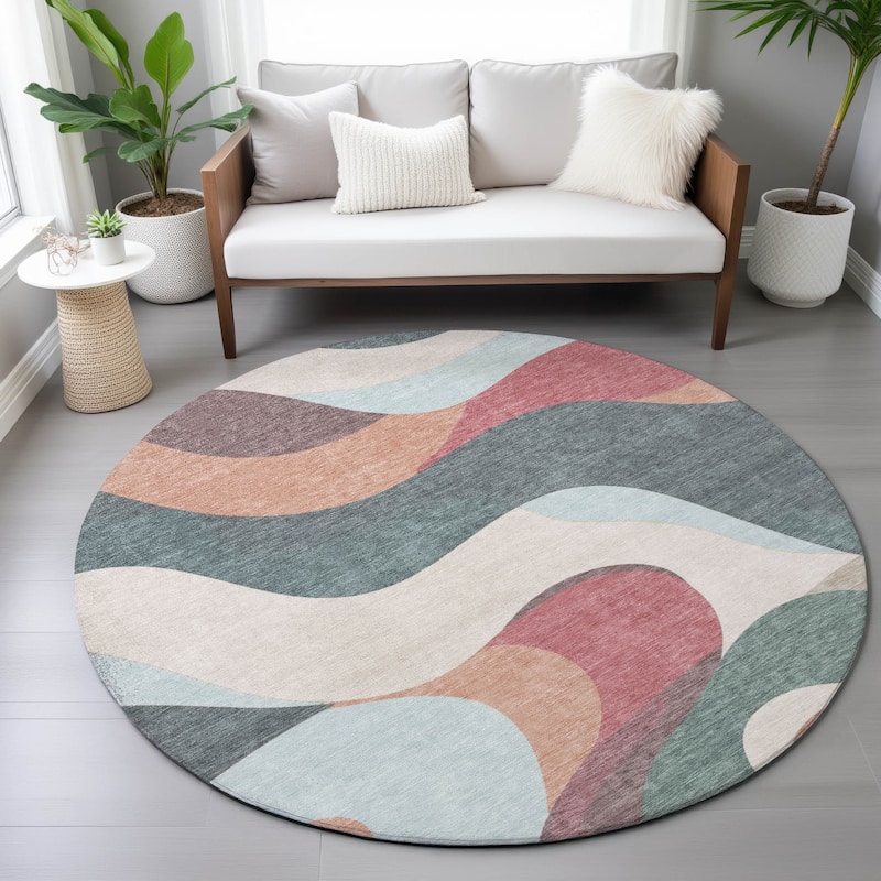 Machine Washable Indoor/Outdoor Casual Contemporary Chantille Rug