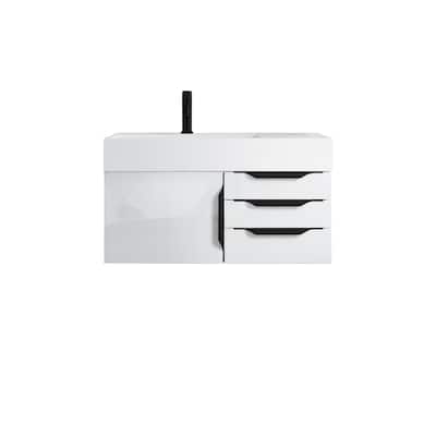 James Martin Vanities Mercer Island 36" Single Vanity, Glossy White with Matte Black Hardware