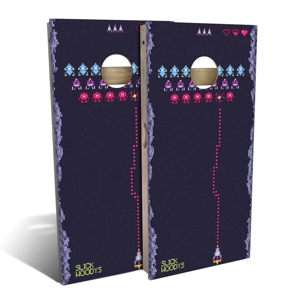 Retro Space Fighter Outdoor Cornhole Board Set