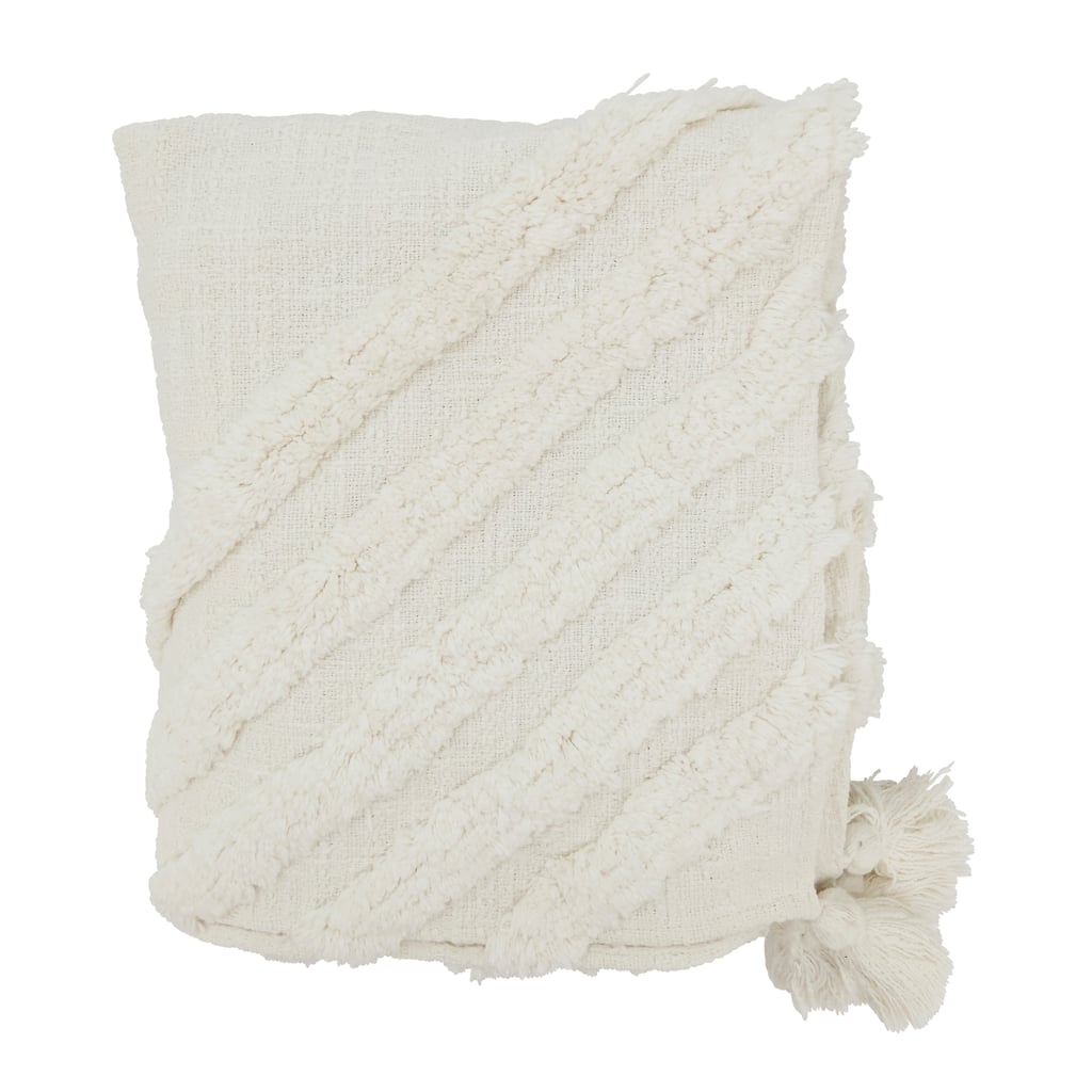 Textured Chic Tufted Throw with Tassels