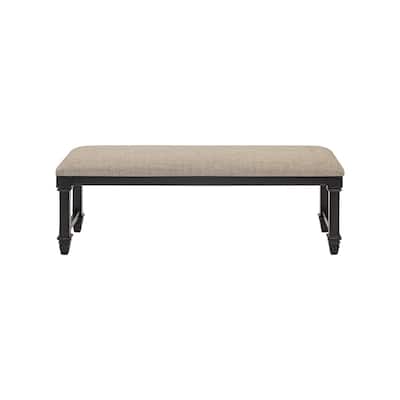 Traditional Wood Dining Table Bench, Kitchen seat, Fully Assembled, Black