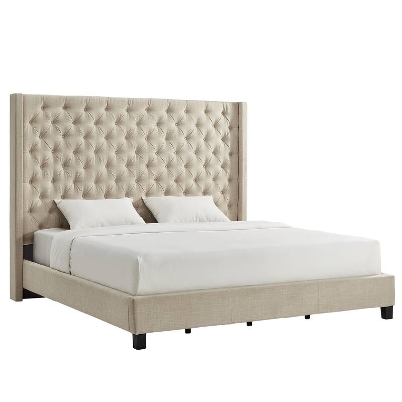 Naples Wingback Button Tufted Tall Headboard Platform Bed by iNSPIRE Q Artisan