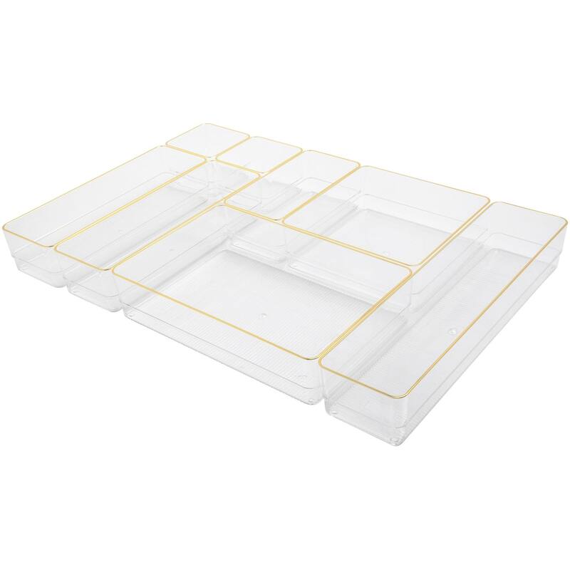 Flash Furniture BE-PB3371-G-8-MS Kerry 2" Tall Office Organizer Set - Clear / Gold - Clear / Gold