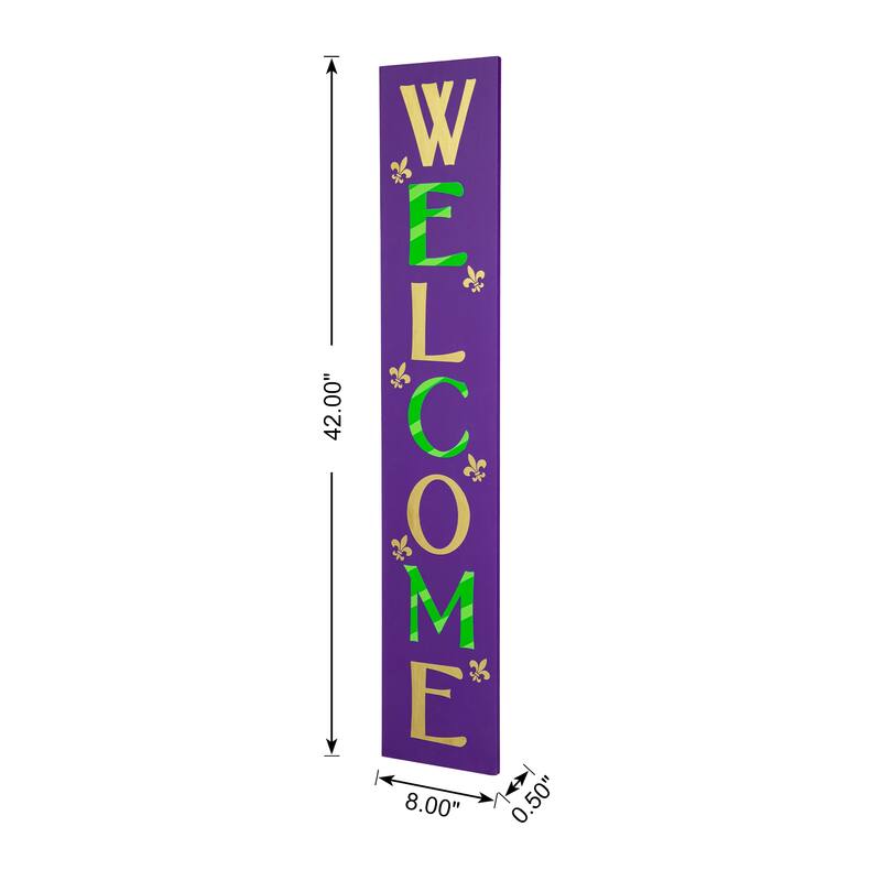 Glitzhome 42"H Mardi Gras WELCOME Wooden Porch Sign