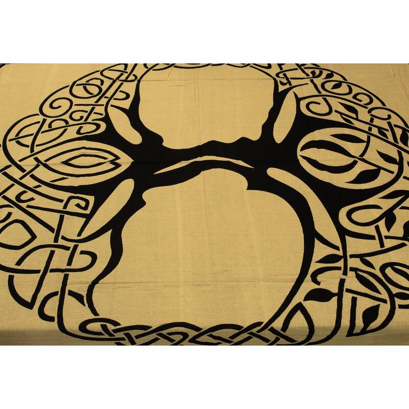 Cotton Celtic Tree of life Tablecloth Rectangle with Fringes