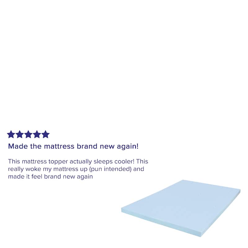 Gel Infused Hypoallergenic Cooling Memory Foam Mattress Topper - Blue