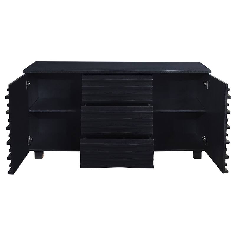 Stanton Black 3-drawer Rectangular Server
