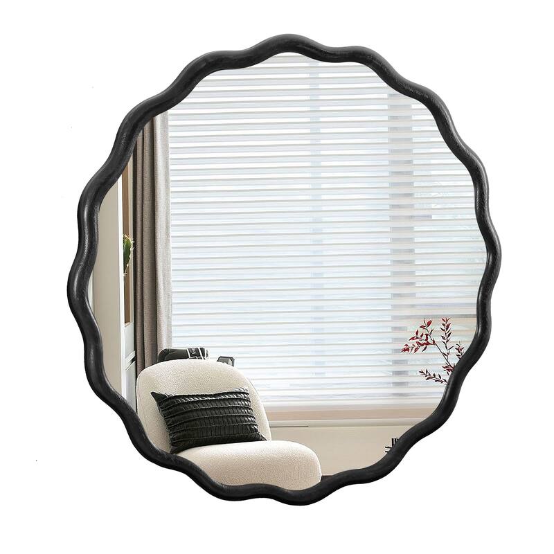 31"/36"/42" Modern Solid Wood Round Wall Decor Mirror
