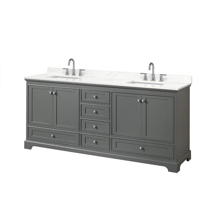 Wyndham Collection WCS202080D-QTZ-US3MXX Deborah 80" Free Standing - Dark Gray / Giotto Quartz Top / Polished Chrome