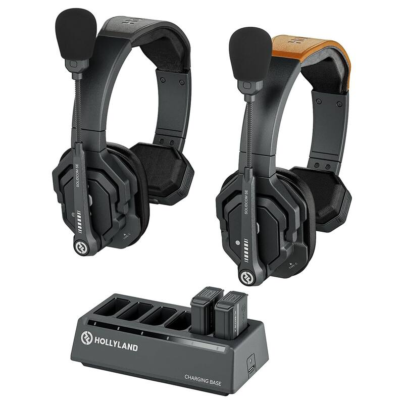 Hollyland Solidcom SE Global 2S 2-Person Full-Duplex Single-Ear Noise Cancellation Wireless Intercom Headset System (2.4 GHz) - Black
