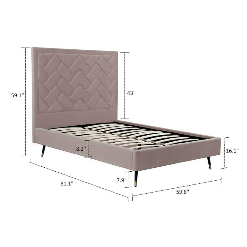 Manhattan Comfort Crosby Modern Velvet Upholstered Bed