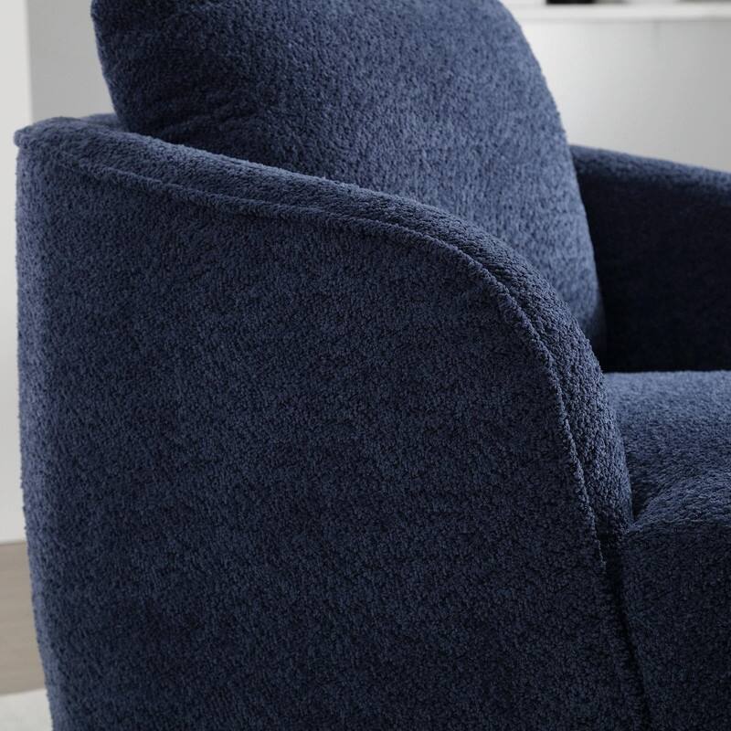 30.3" Bouclé Upholstered Swivel Accent Chair, 360° Round Barrel Club Chair Lounge Armchair