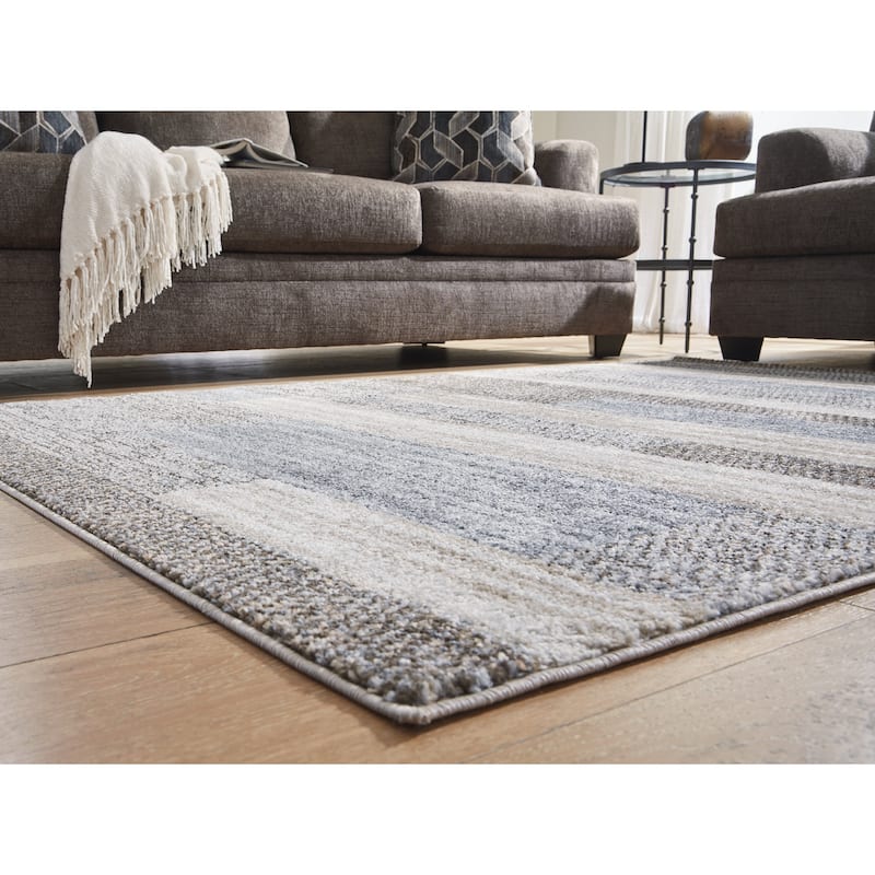 Signature Design by Ashley Sethburn Cream/Brown/Gray Large Rug - 94" W x 119.75" D x 0.5" H