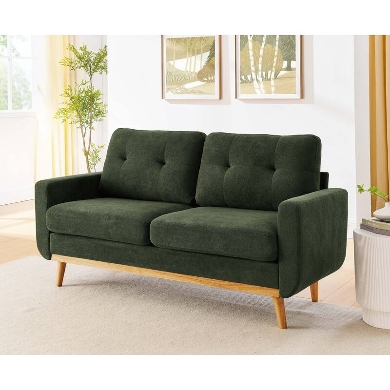 Anmytek Mid-Century Modern 67.7" Wide Tufted Upholstered Loveseat Sofa - Green