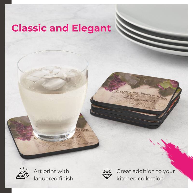 Pimpernel Set of 6 Tuscan Vineyard Coasters - 4 Inches Sq.