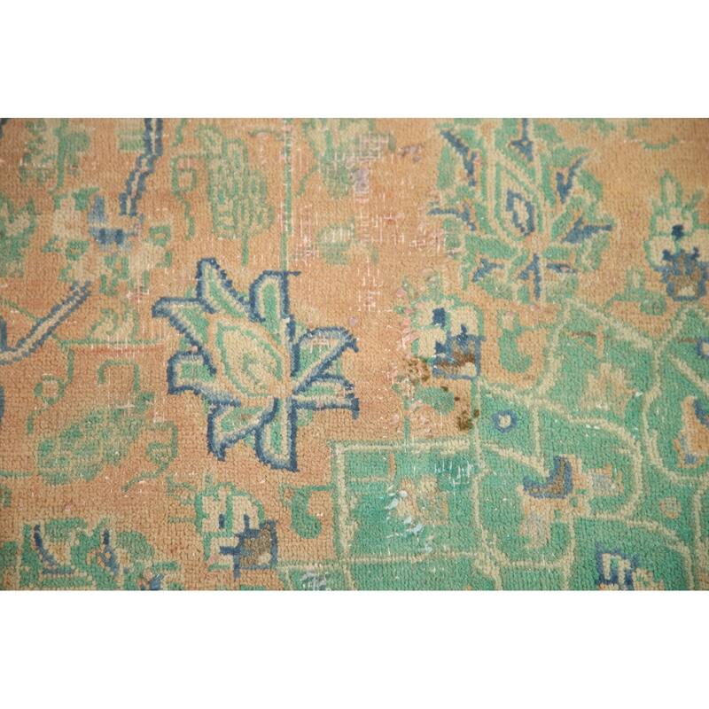 Hand Knotted Oriental 100% Wool Carpet Traditional Floral Peach Mashad Area Rug - 10' 7'' X 7' 1''