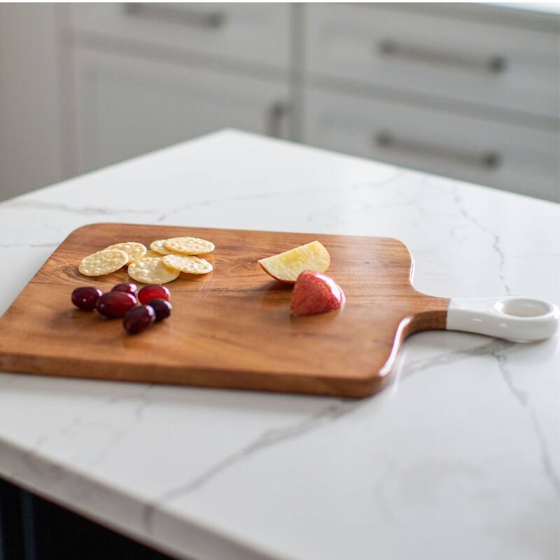 Jeanne Fitz Wood + White Collection Acacia Wood Square Charcuterie Board, Medium