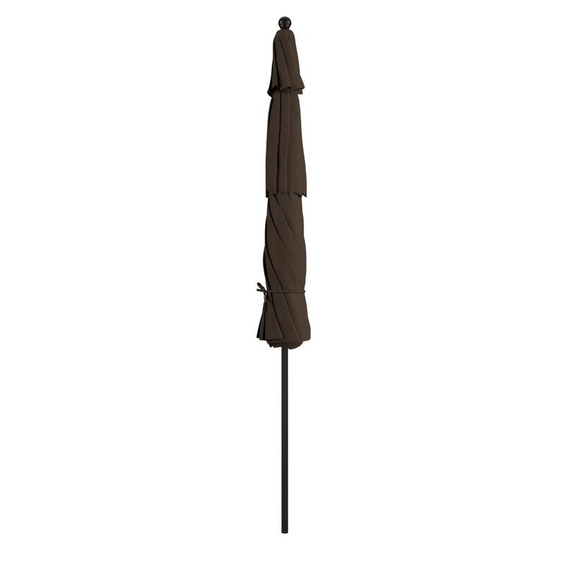 California Umbrella 11' Rd Aluminum Frame, Fiberglass Rib Patio Umbrella, Push Open, Bronze Finish, Sunbrella Fabric