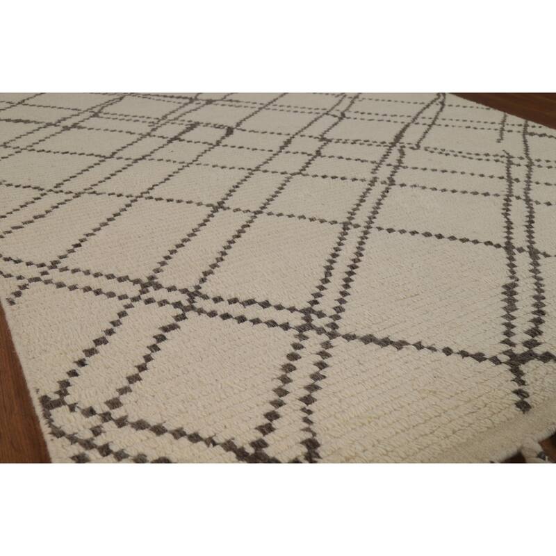 Trellis Moroccan Oriental Area Rug Handmade Wool Carpet - 5'2" x 8'1"