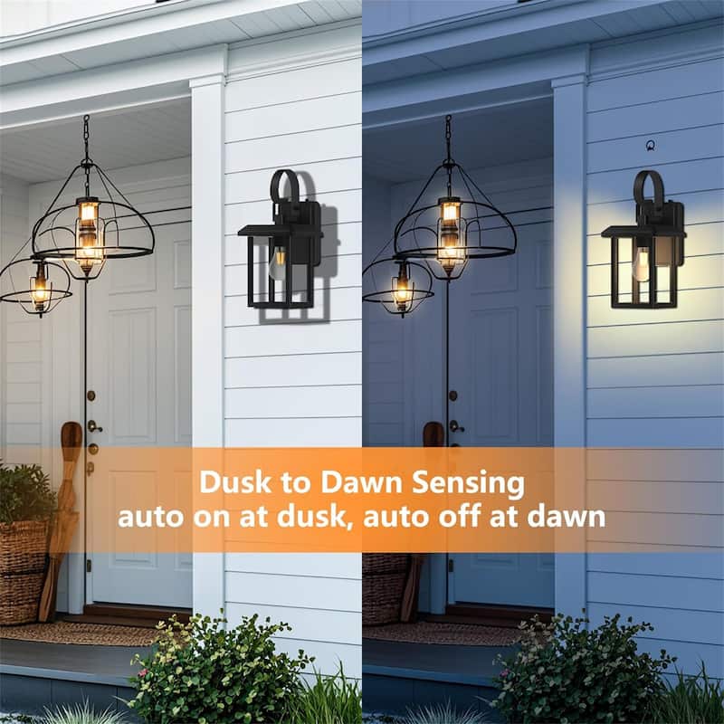 Outdoor Dusk to Dawn Wall Light Black Exterior Light Fixture