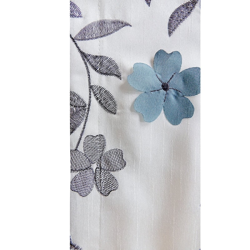 Porch & Den Oneida Floral Embroidered Faux Silk Window Curtain Panel