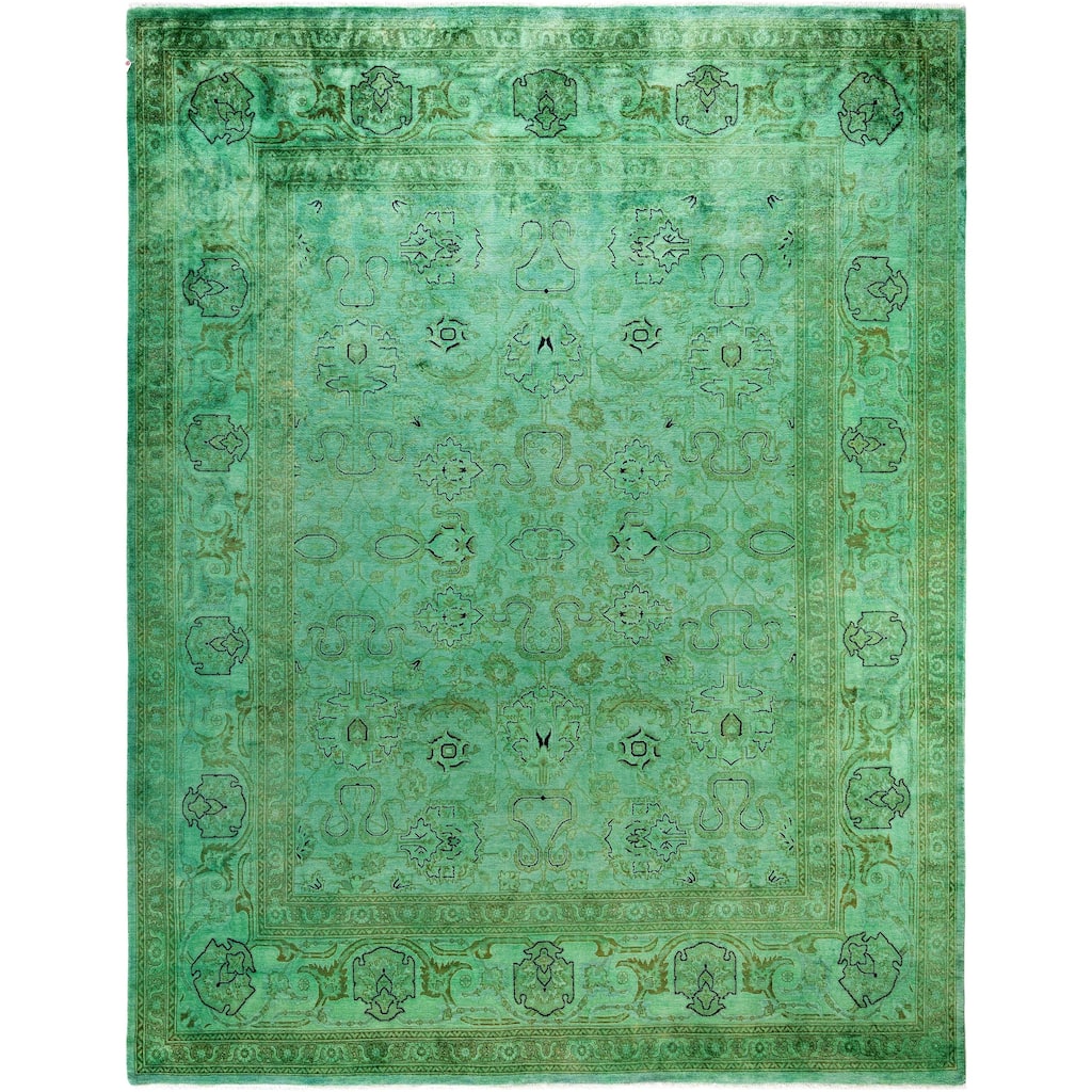 Overdyed One-of-a-Kind Hand-Knotted Area Rug - Green - 8' 1" x 10' 3"
