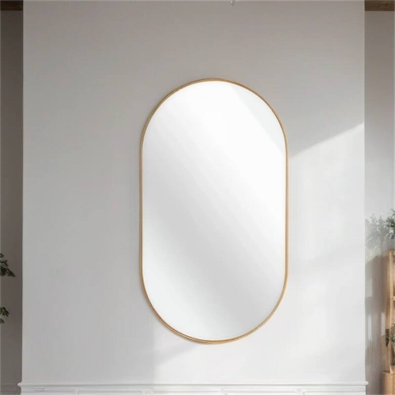 20"x 33" Metal Oval Mirror with Reinforced Hooks and Screws
