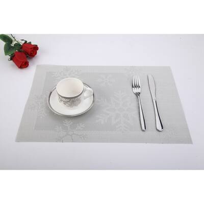 J&V Textiles Snowflakes Jacquard Woven Non-Slip Washable Placemat Set of 4