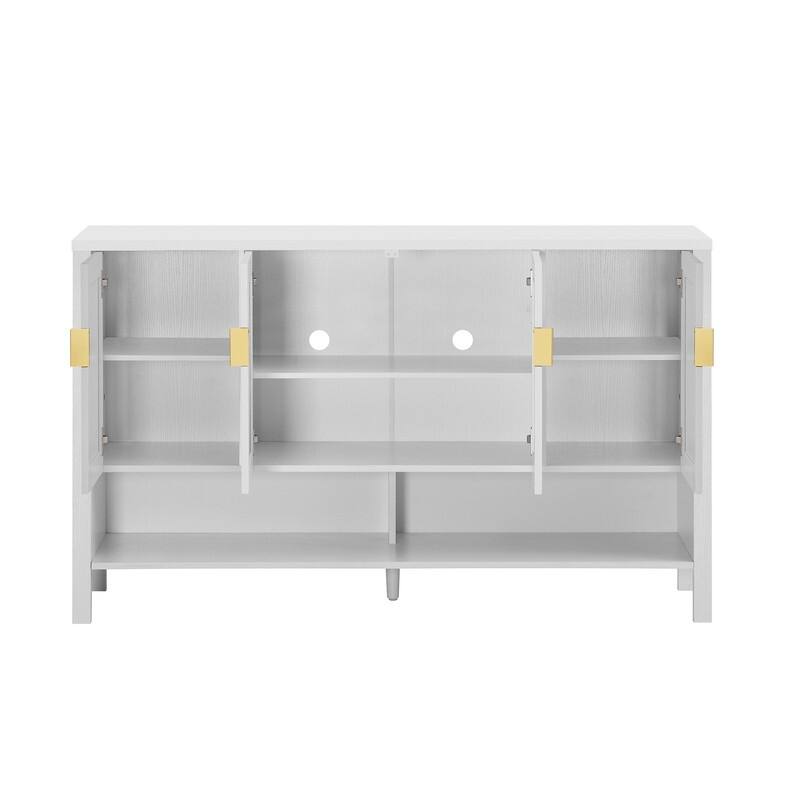 Modern 55.1" Storage Sideboard with 4-Doors, Multi Functional Buffet Table with Open Shelf and Adjustable Shelves