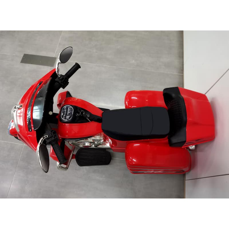 Kids 3-Wheel Motorcycle with Dual Seats, Ride-On Motorcycle Red Electric Motorcycle with LED Headlight