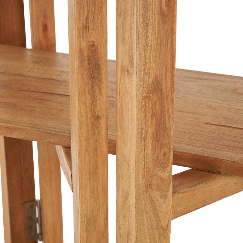 Wood Handmade Folding 3 Shelf Shelving Unit with Silver Metal Hardware - Brown - Roche River Decor - 22"W x 63"L x 71"H