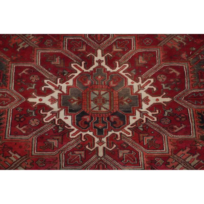 Hand Knotted Oriental 100% Wool Carpet Traditional Medallion Red Heriz Area Rug - 12' 6'' X 9' 6''