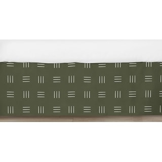 Hunter Green Boho Mudcloth Boy Girl Crib Bed Skirt White Bohemian Woodland Tribal Mud Cloth Hatch Gender Neutral Safari Jungle