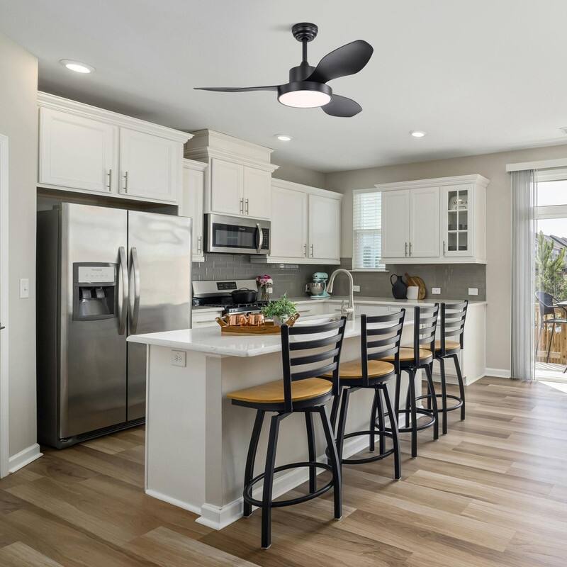 47 in. Modern Ceiling Fans in Black/White with 22W 3-Color LED Light, Remote Control & Reversible DC Motor