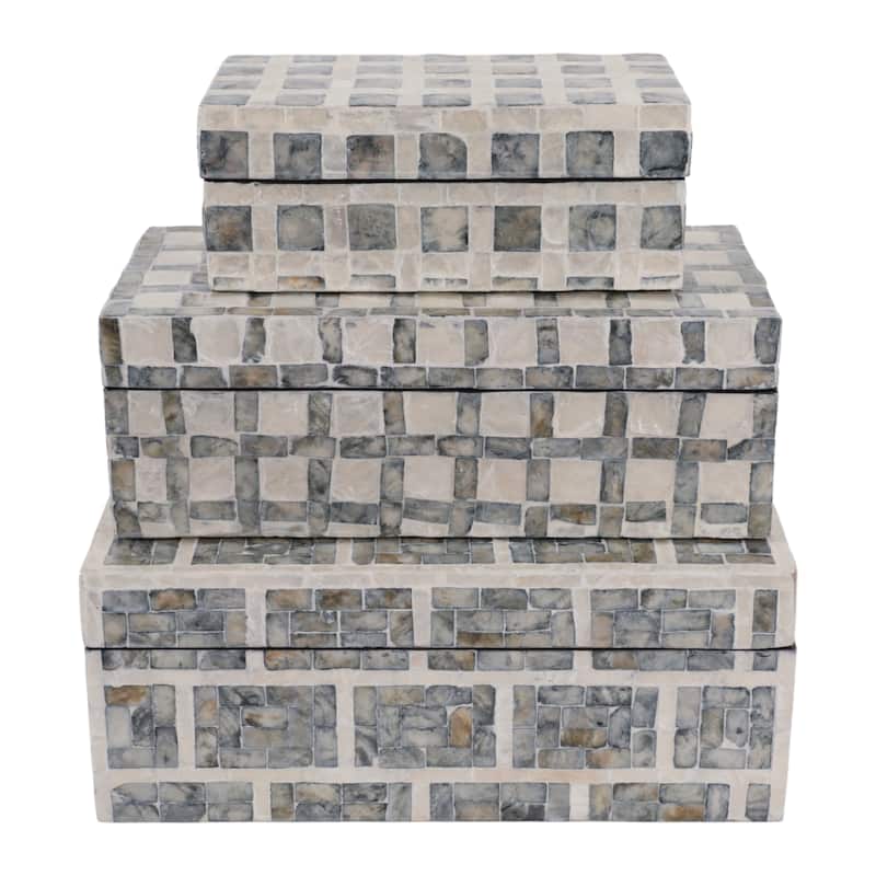 Decorative Storage Box with Geometric Pattern - Set of 3, 12",11",8" - 12.0"