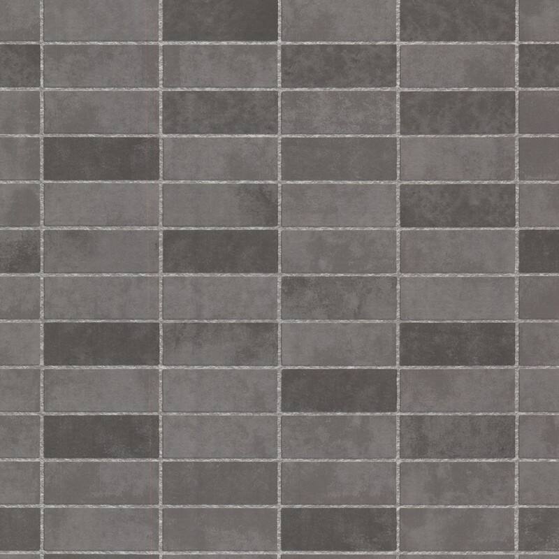 Brewster Hunter Slate Rectangle Tile Wallpaper - 20.5in x 396in x 0.025in