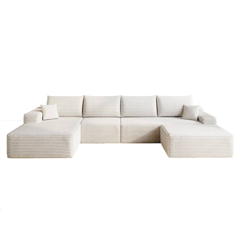 Modular U-shaped Sectional Sofa Symmetrical Deep Seat Sectional Couch with Left Facing Chaise Lounge and Ottoman