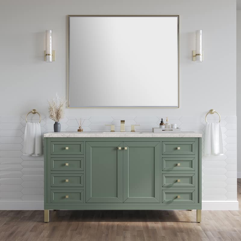 Chicago 60" Single Vanity, Smokey Celadon, w/ FreePower Wireless Charger