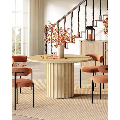 47" Round Dining Table for 4 - Natural Wood Dining Room Table