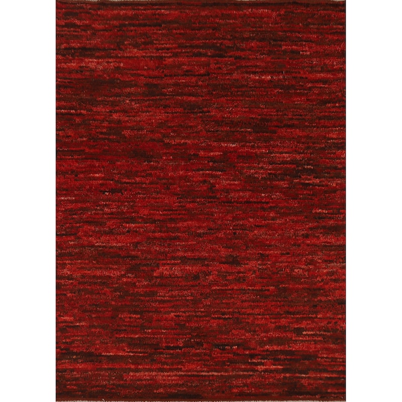 Red Moroccan Oriental Rug Handmade Wool Carpet - 5'2" x 6'7"