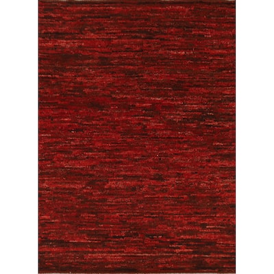 Red Moroccan Oriental Rug Handmade Wool Carpet - 5'2" x 6'7"