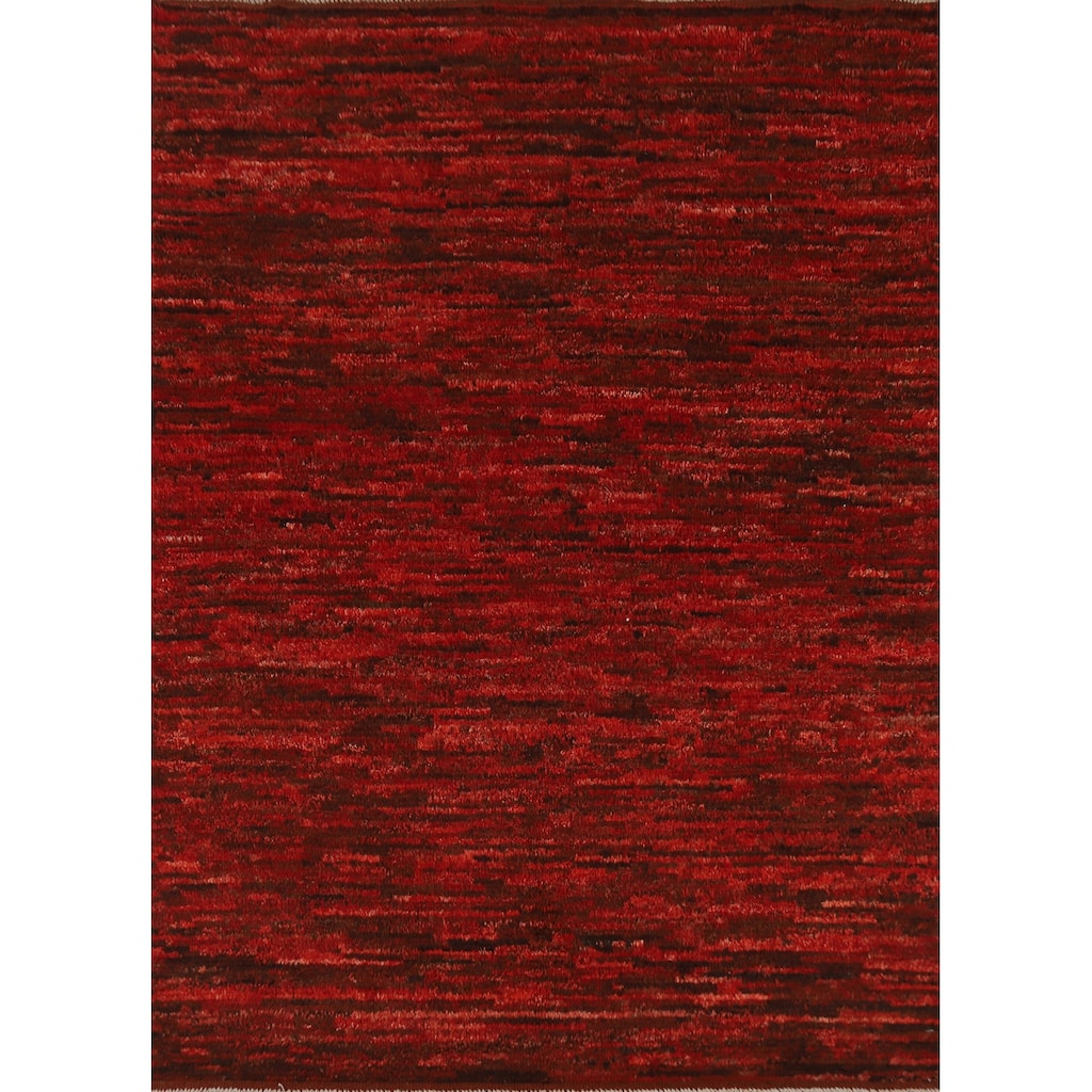 Red Moroccan Oriental Rug Handmade Wool Carpet - 5'2" x 6'7"