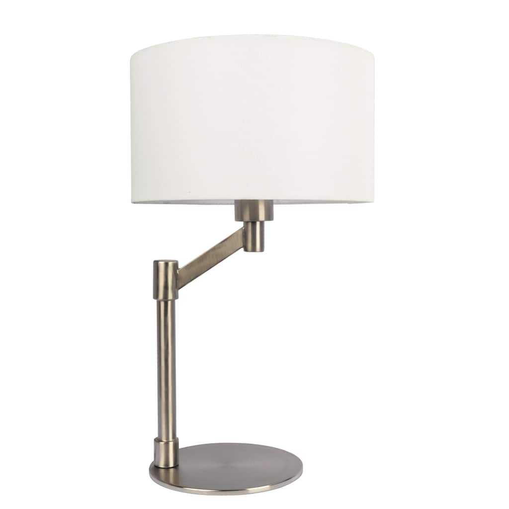 Brushed Nickel Table Lamp with On/Off Switch Curved Metal Base Linen Shade