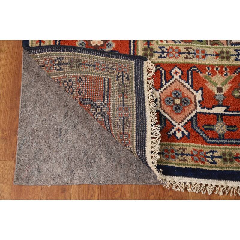 Hand Knotted Oriental 100% Wool Carpet Traditional Medallion Navy Blue & Blues Heriz (serapi) Area Rug - 10' 0'' X 7' 11''