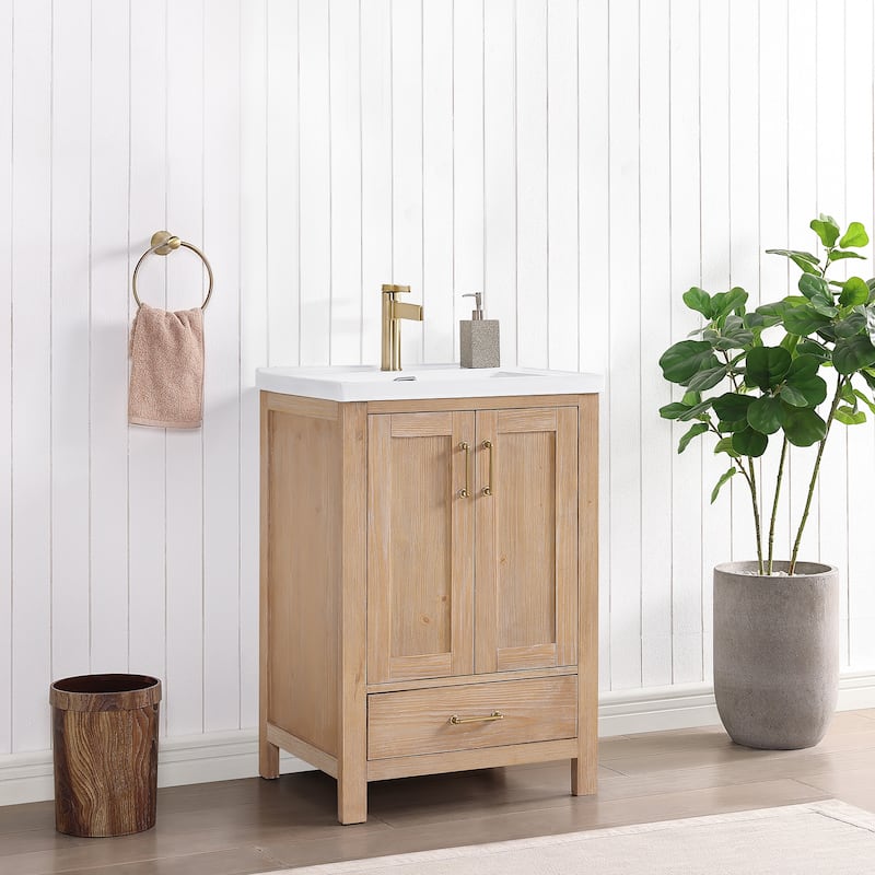 Gela Single Sink Bath Vanity with Drop-In Ceramic Basin without Mirror