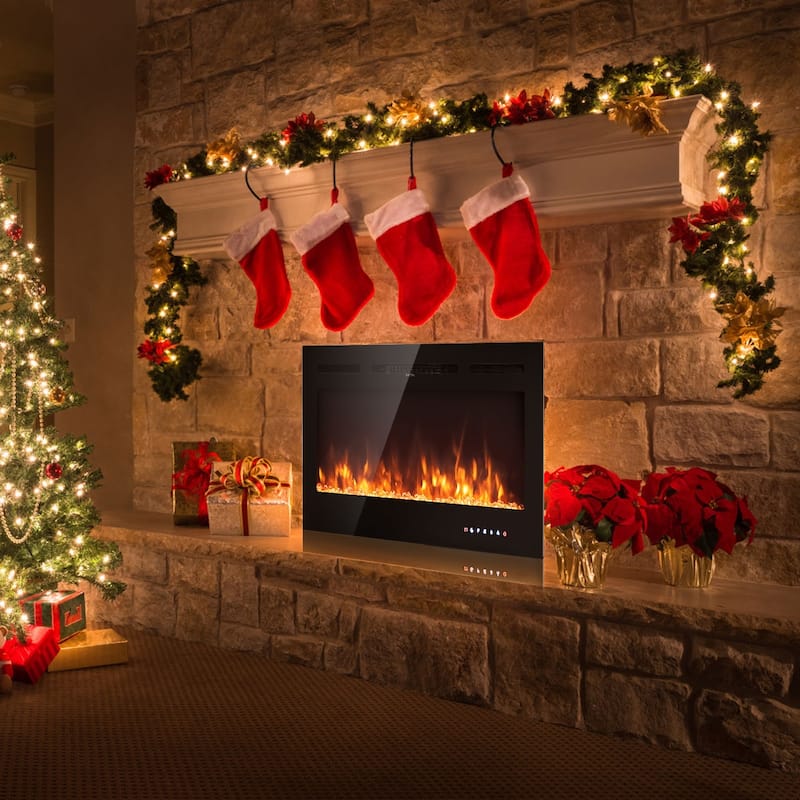 40" Electric Fireplace Heater In-Wall recessed&Wall Mounted 750W/1500W